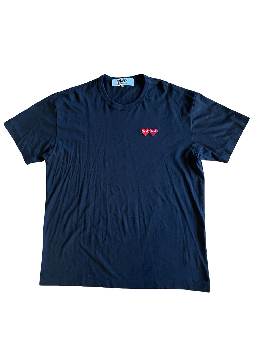 Comme des Garçons PLAY Black Dual Hearts XXL T-Shirt Luxe Made in Japan Designer